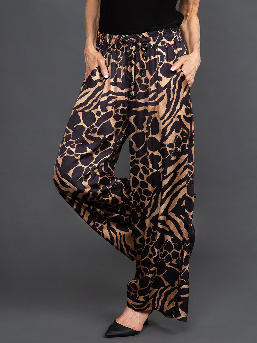 Wide Leg Animal Print Pull-On Pant Image 3