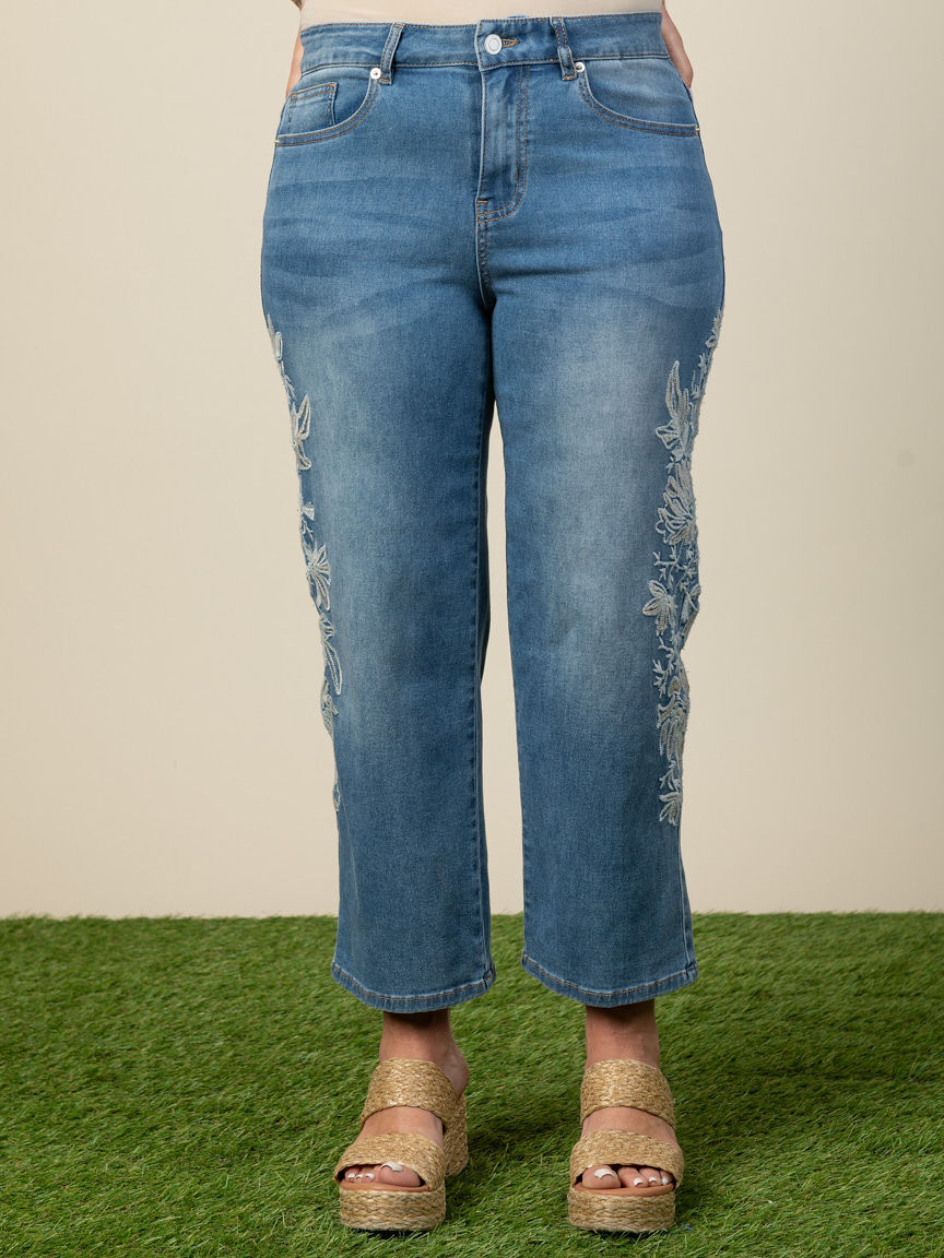 Audrey Mid Rise Girlfriend Crop Jeans Image 1