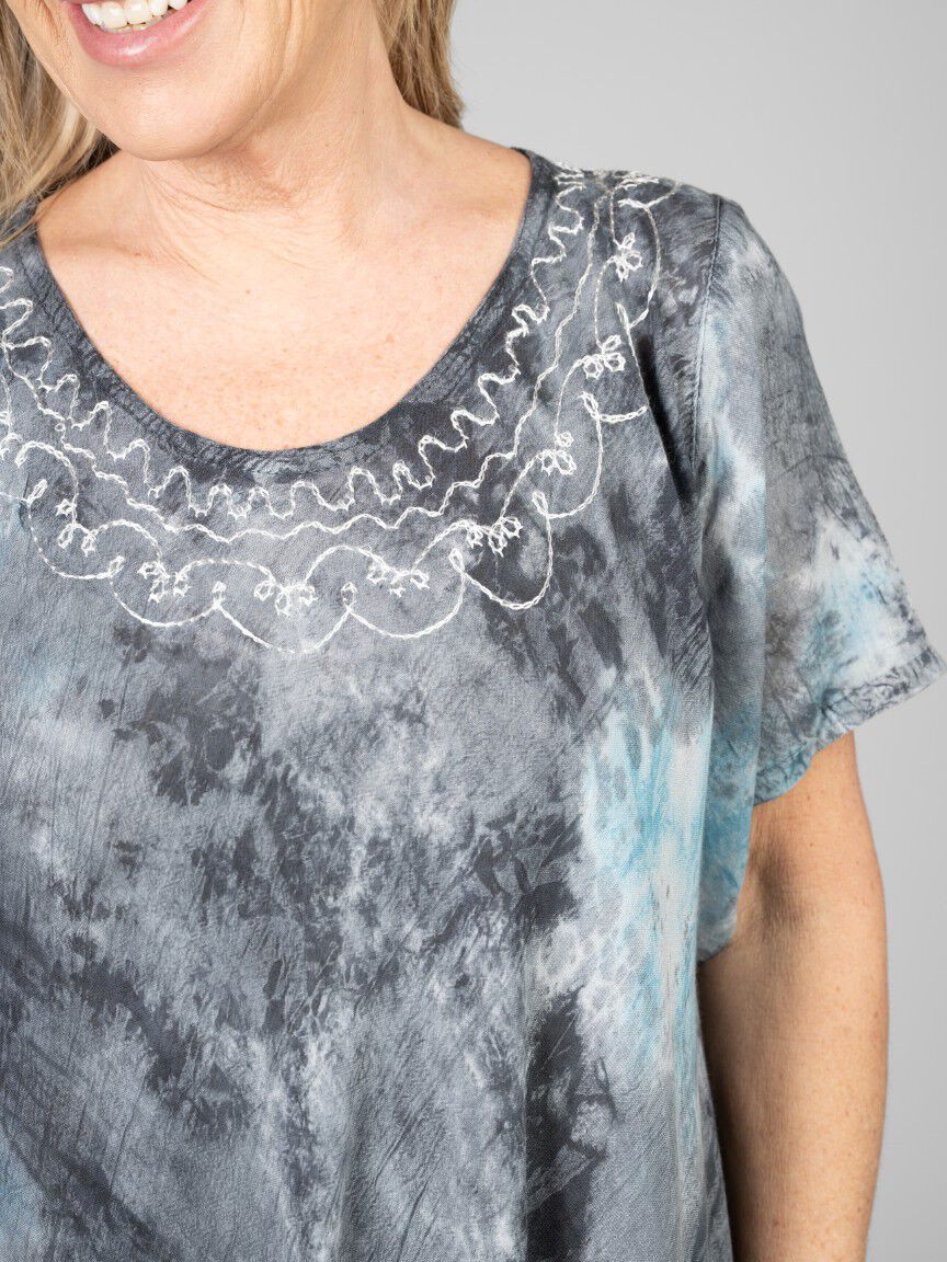 Short Sleeve Tie Dye Marble Dress