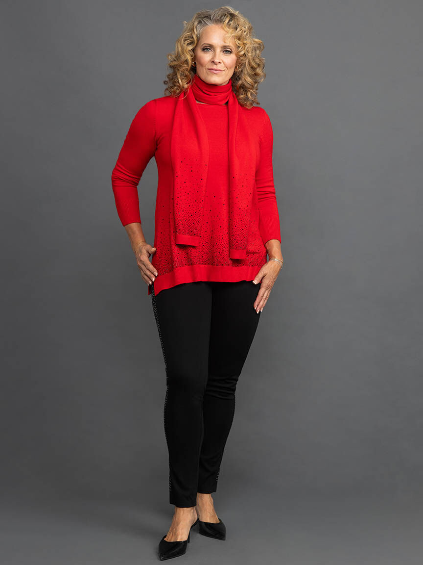 Long Sleeve Top with Matching Scarf Image 1