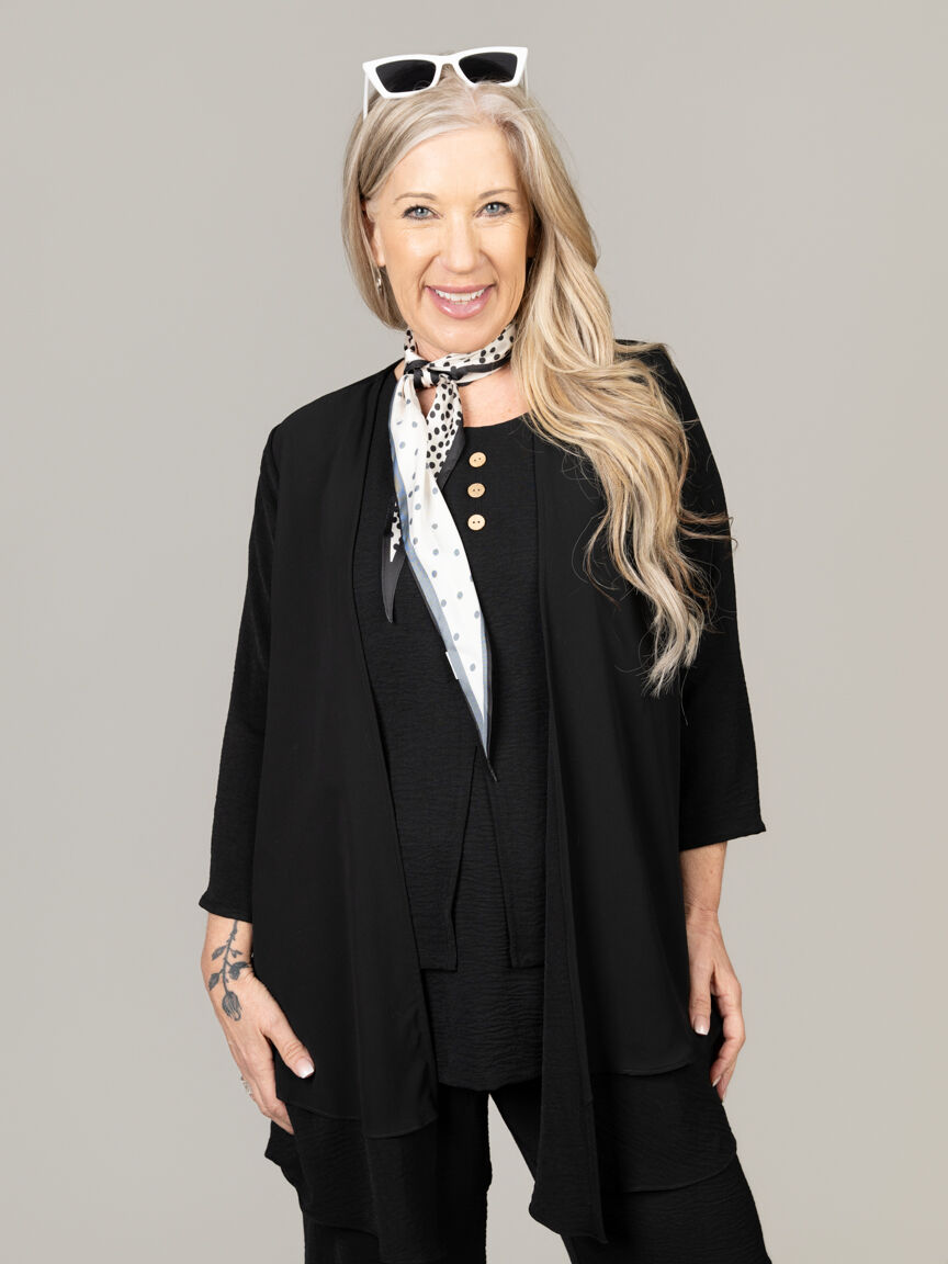 Chiffon Open Front Cardigan