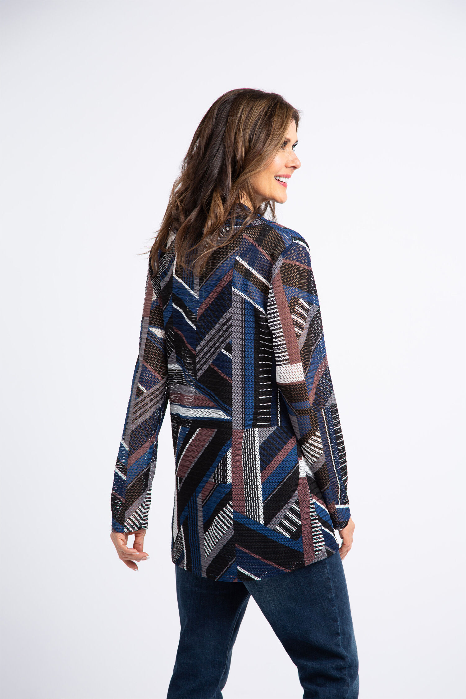 Long Sleeve Faux Wrap Mesh Top  Image 3