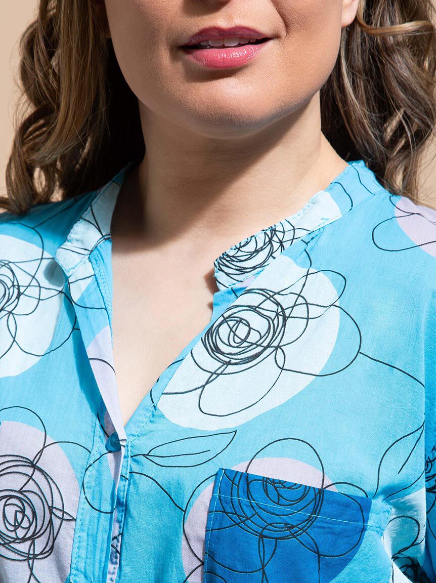 &frac34; Sleeve Floral Tunic Image 5