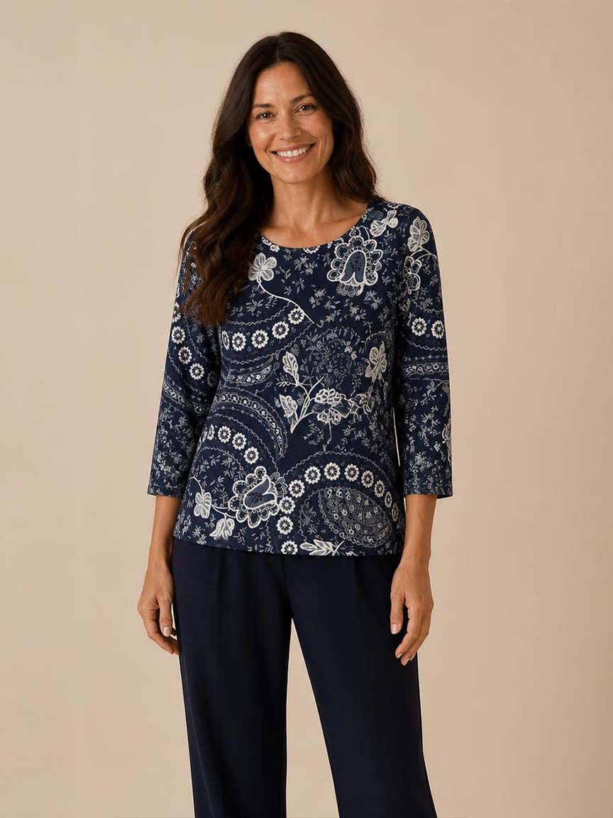 3/4 Sleeve V-Neck Top