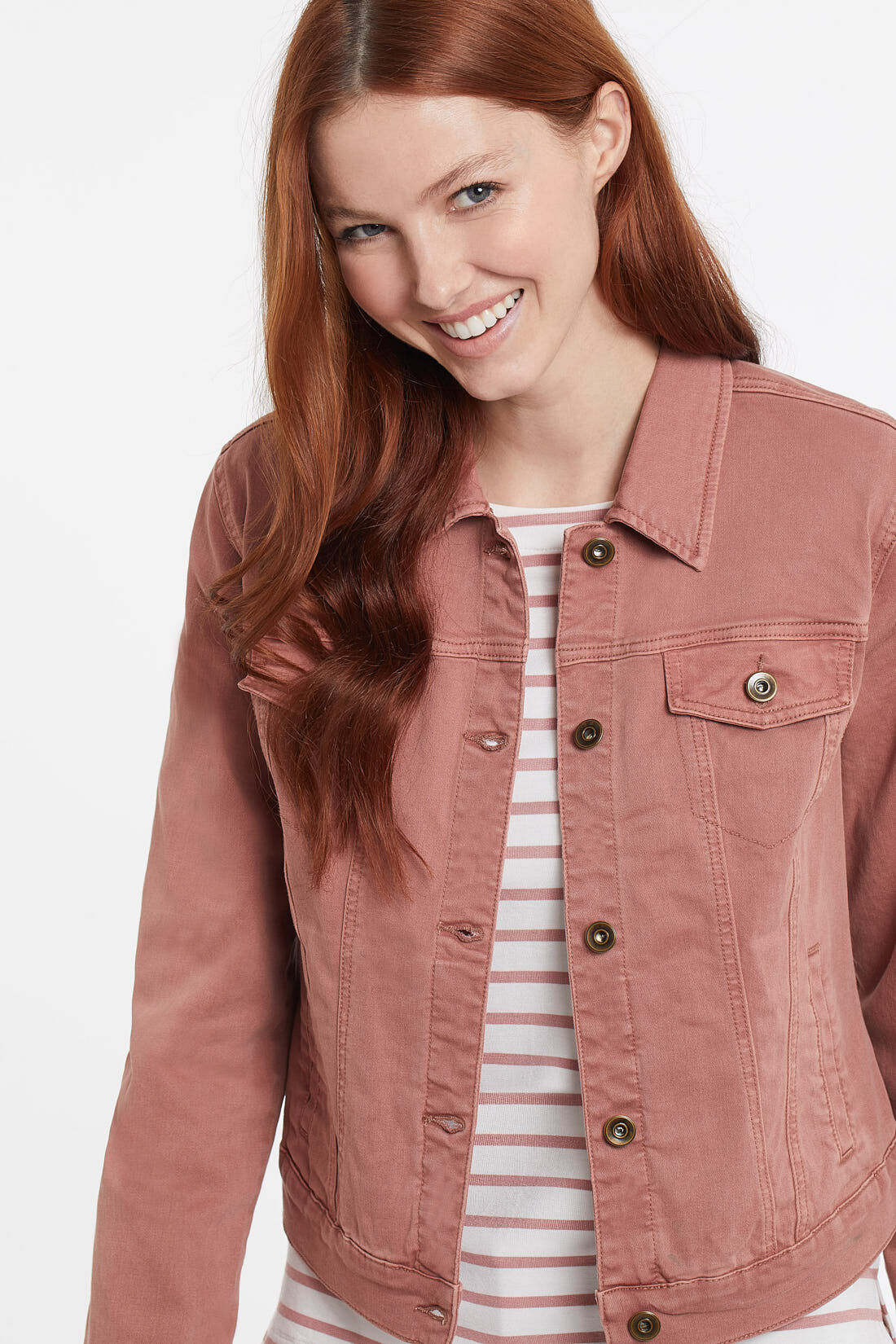 Peach Pink Denim Jacket Image 1
