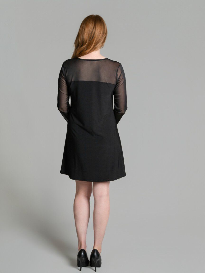 Mesh Sleeve Knee Length Dress