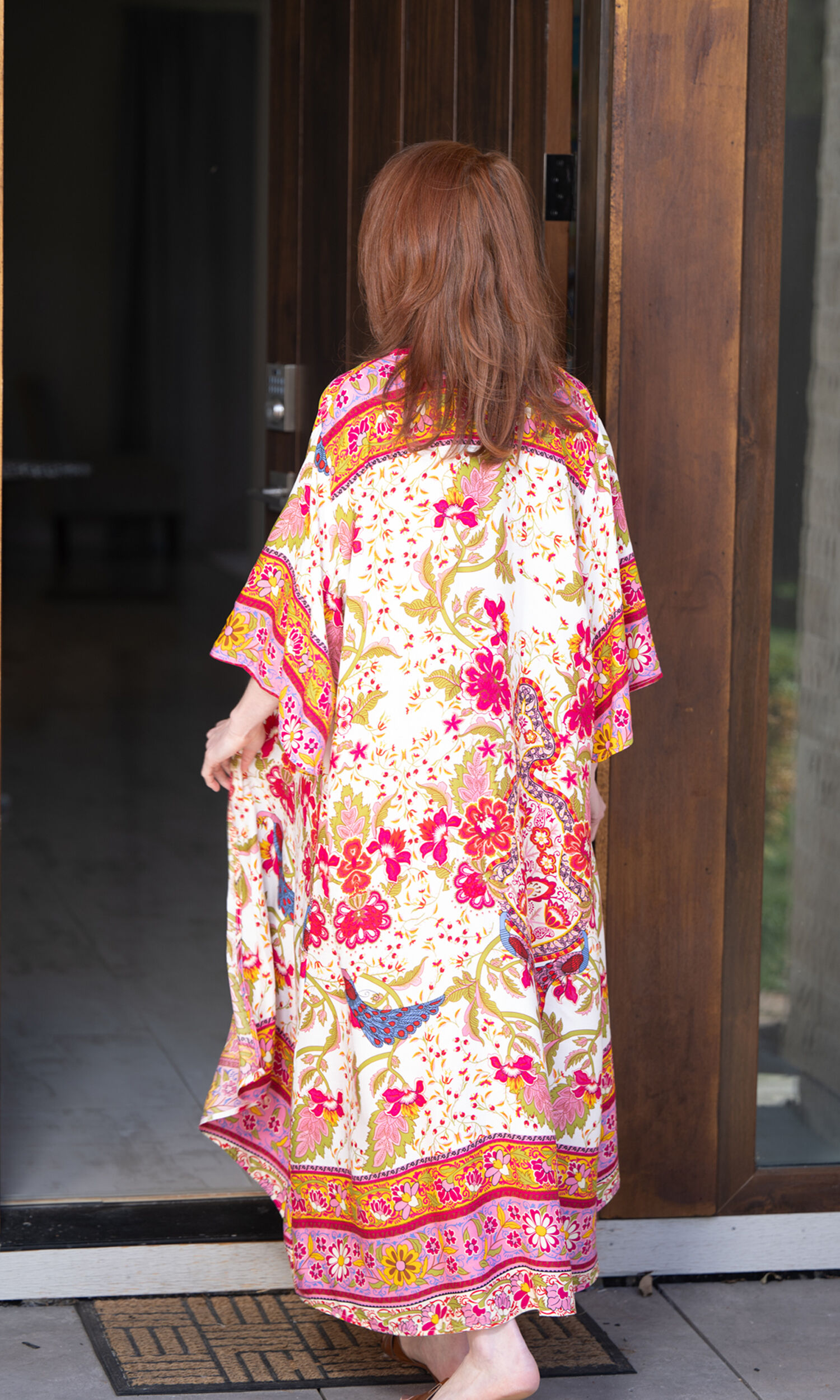 Open Front Floral and Peacock Cardigan Image 2