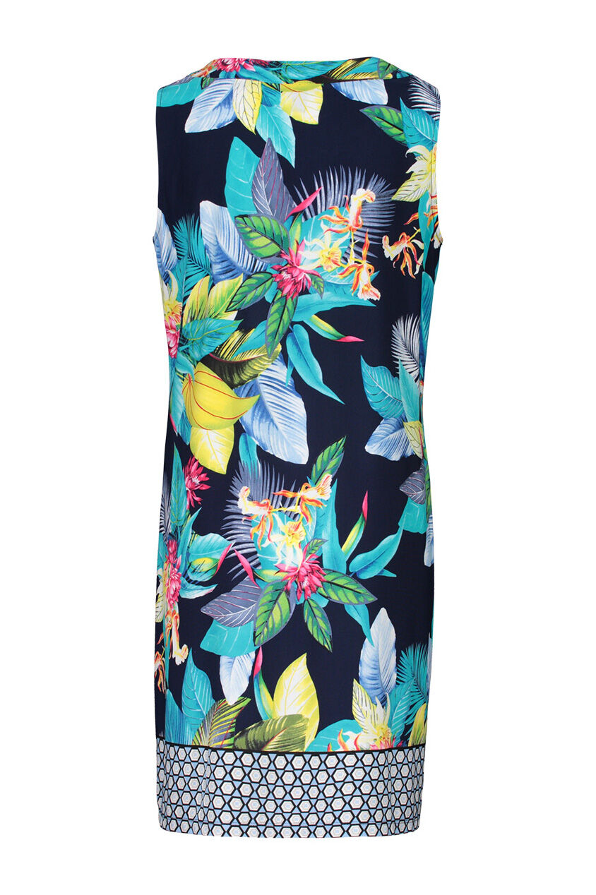 Tribal Tropical Print Split Neck Sleeveless Dress Image 2