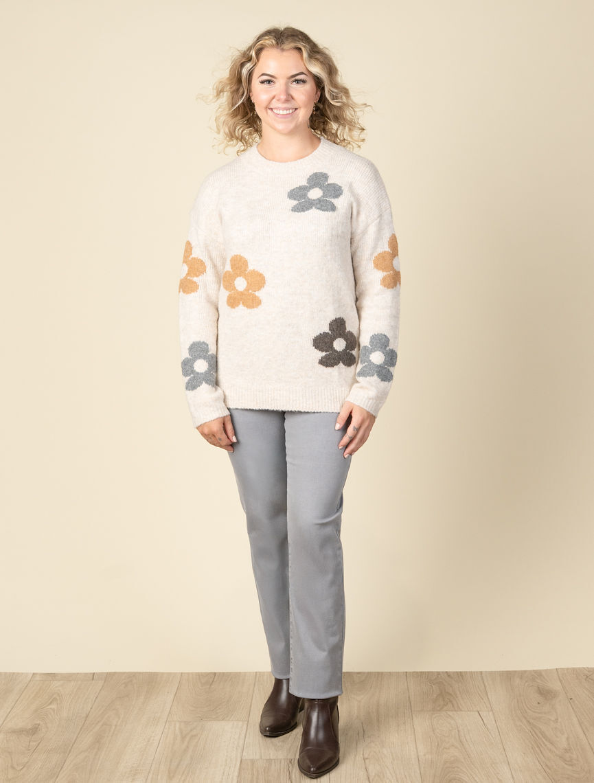 トップス DEPST / SWEATER / COTTON. ENVIRONMENT Long Sleeve Knit Sweater With Daisies | Papillon | Suzanne's