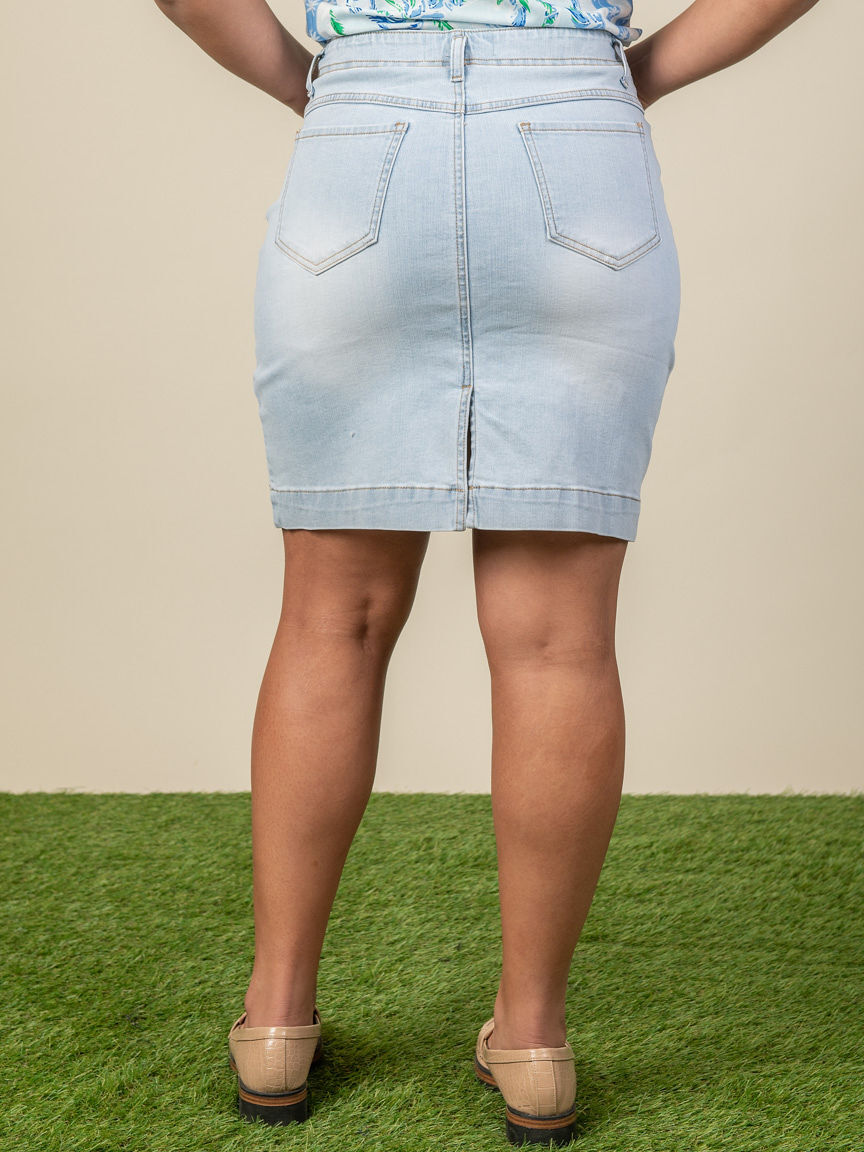 Pull-On Denim Skort With Pockets Image 5