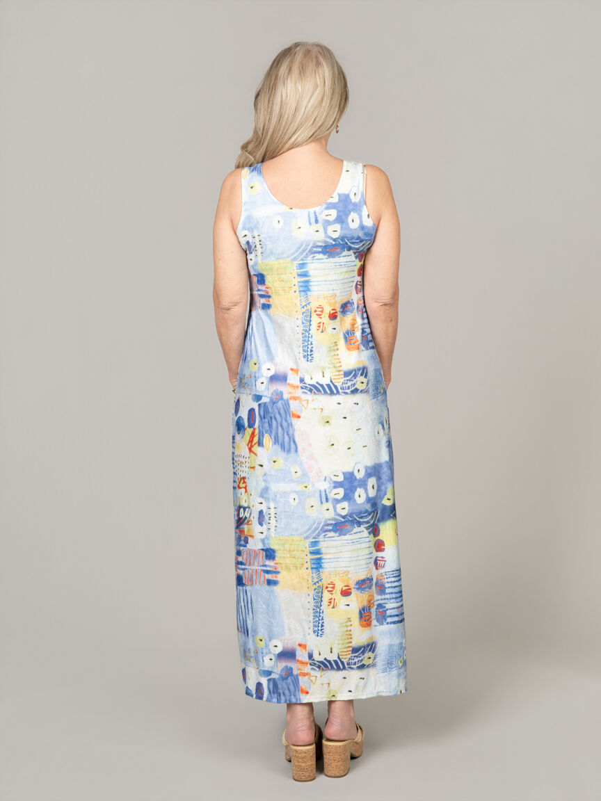 Long Luxe Sleeveless Dress with Side Slits Image 5