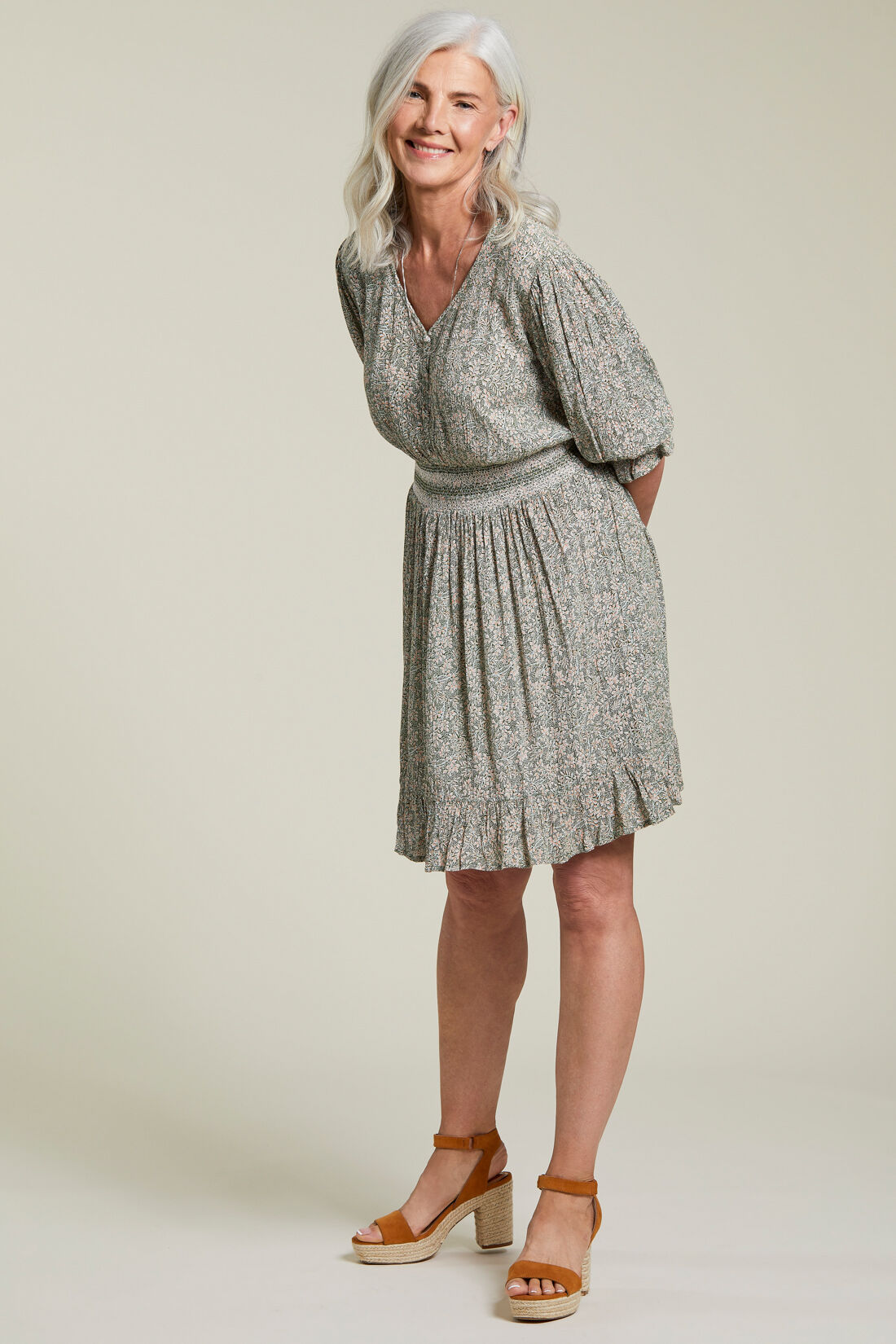 Printed Poet Sleeve Dress Image 3