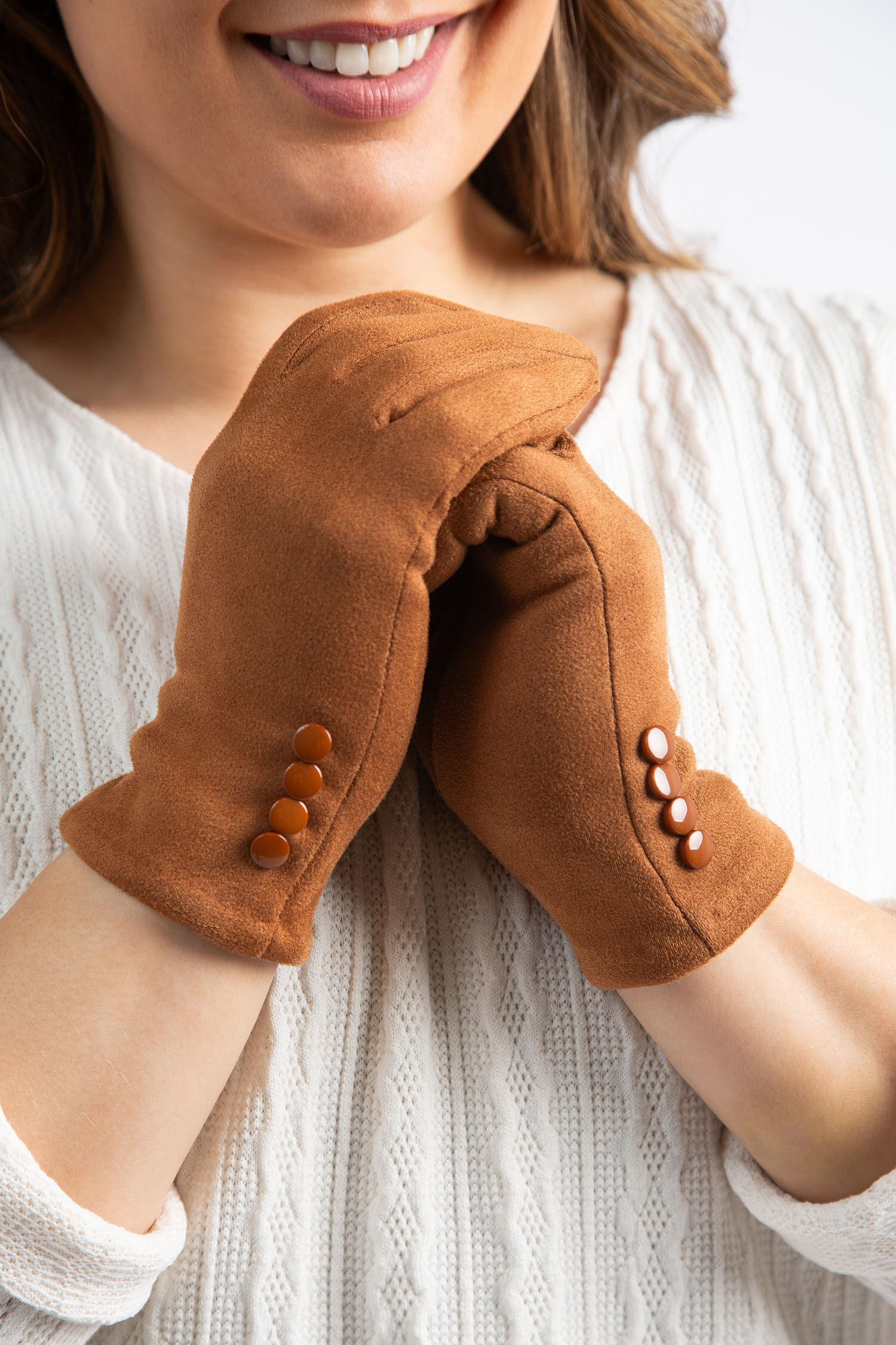 Faux-Suede Touchscreen Gloves Image 1