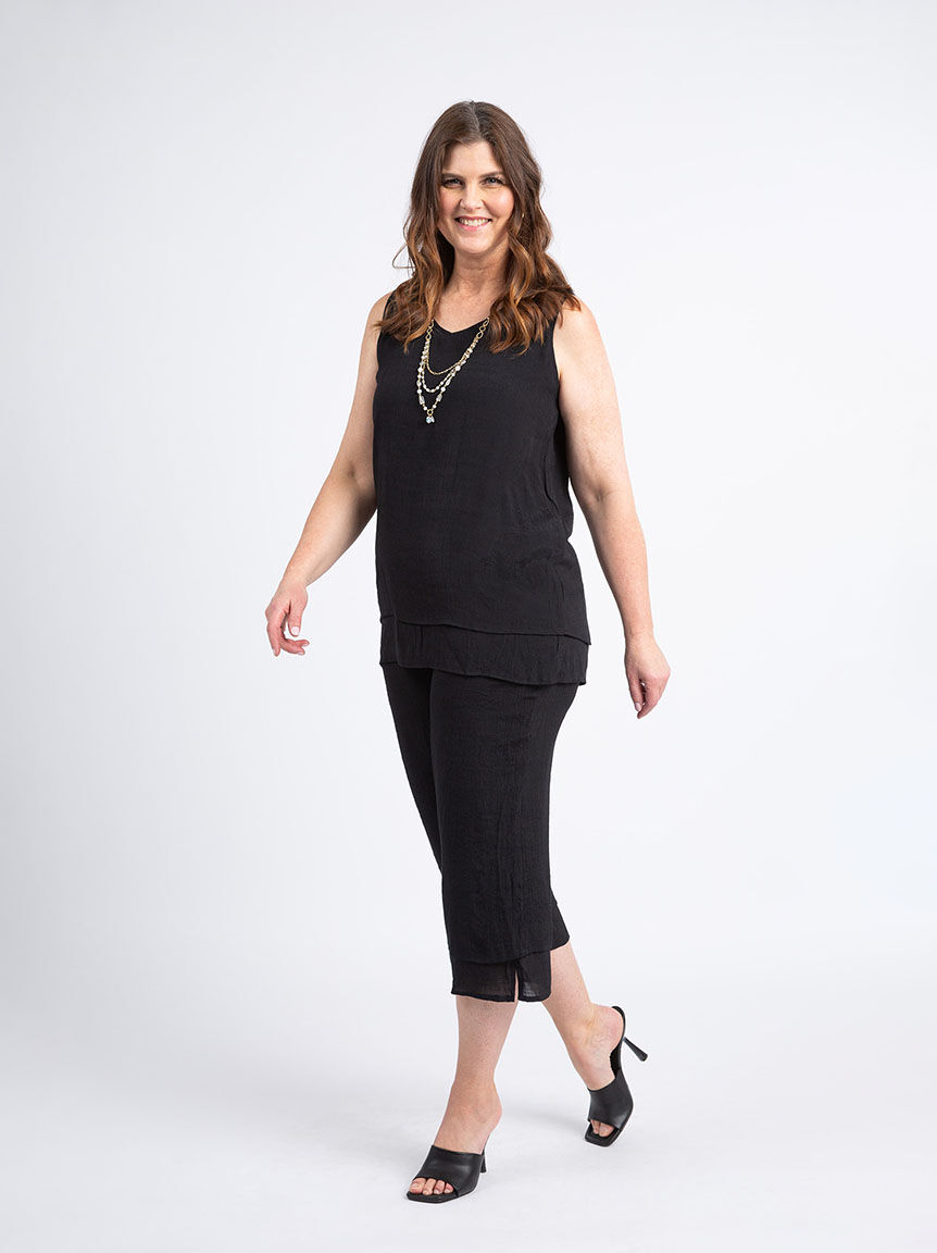 Sleeveless Layered V-Neck Top Image 1