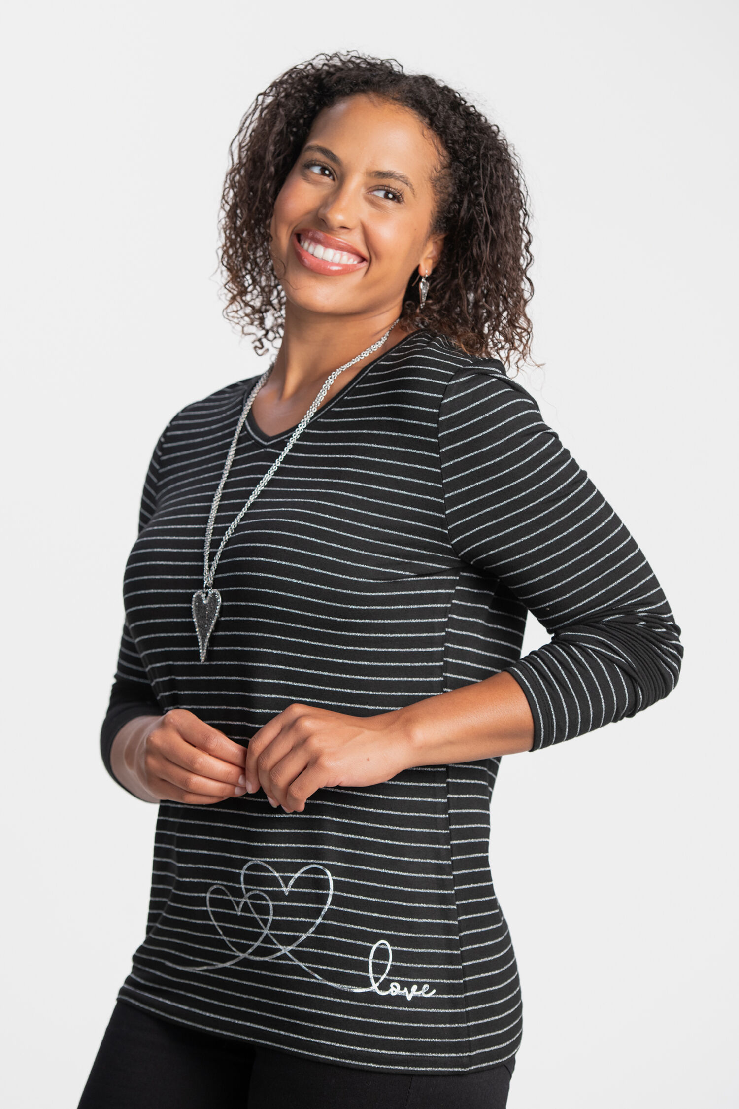 Lurex Stripe Long Sleeve Top  Image 1