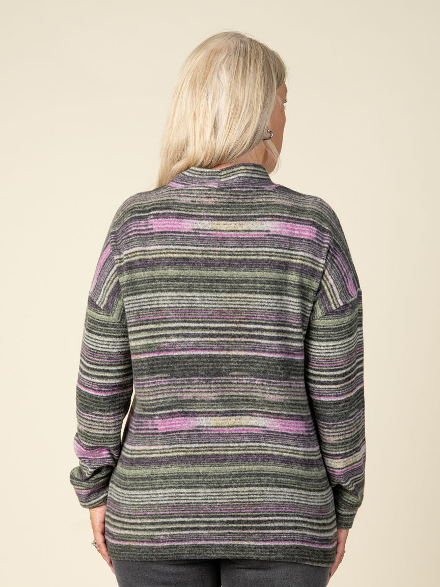 Long Sleeve Mock Neck Striped Top