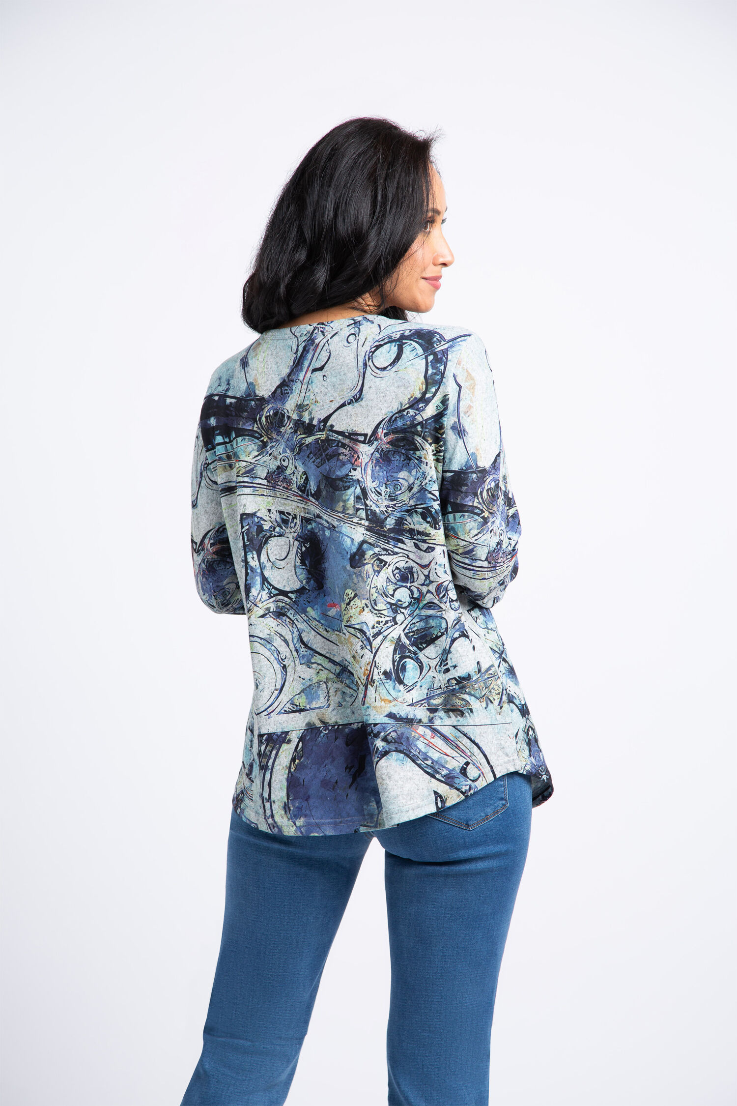 Long Sleeve Swirl Print Top Image 3