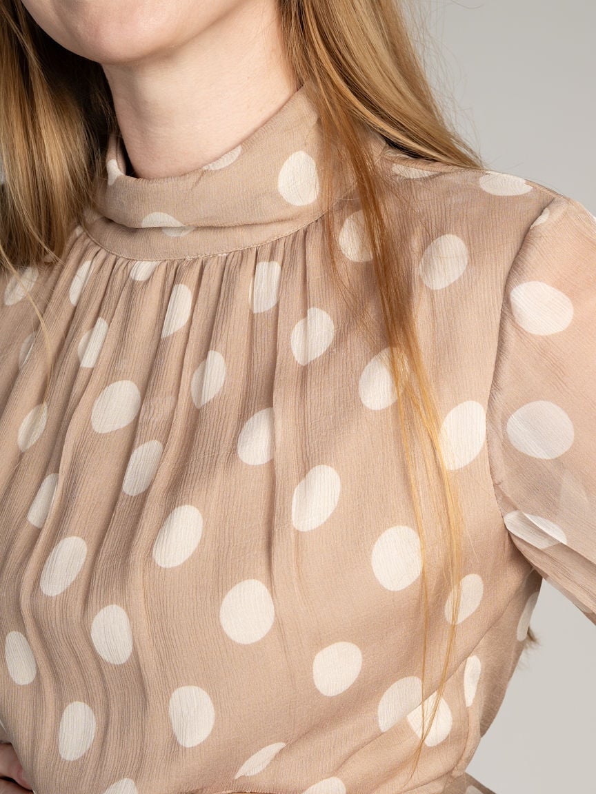 Mock Neck Ruffle Blouse