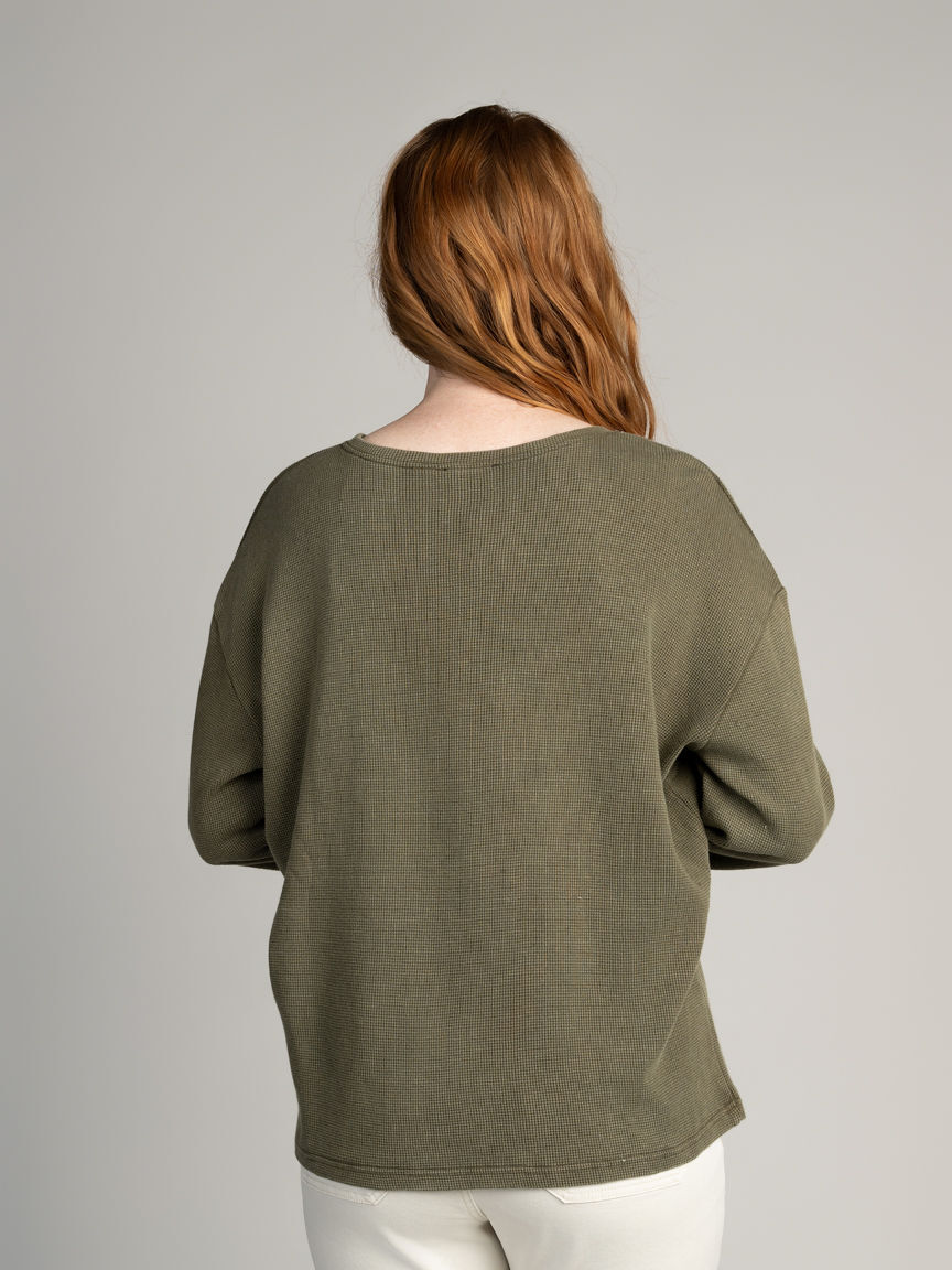 Embroidered Waffle Knit Top