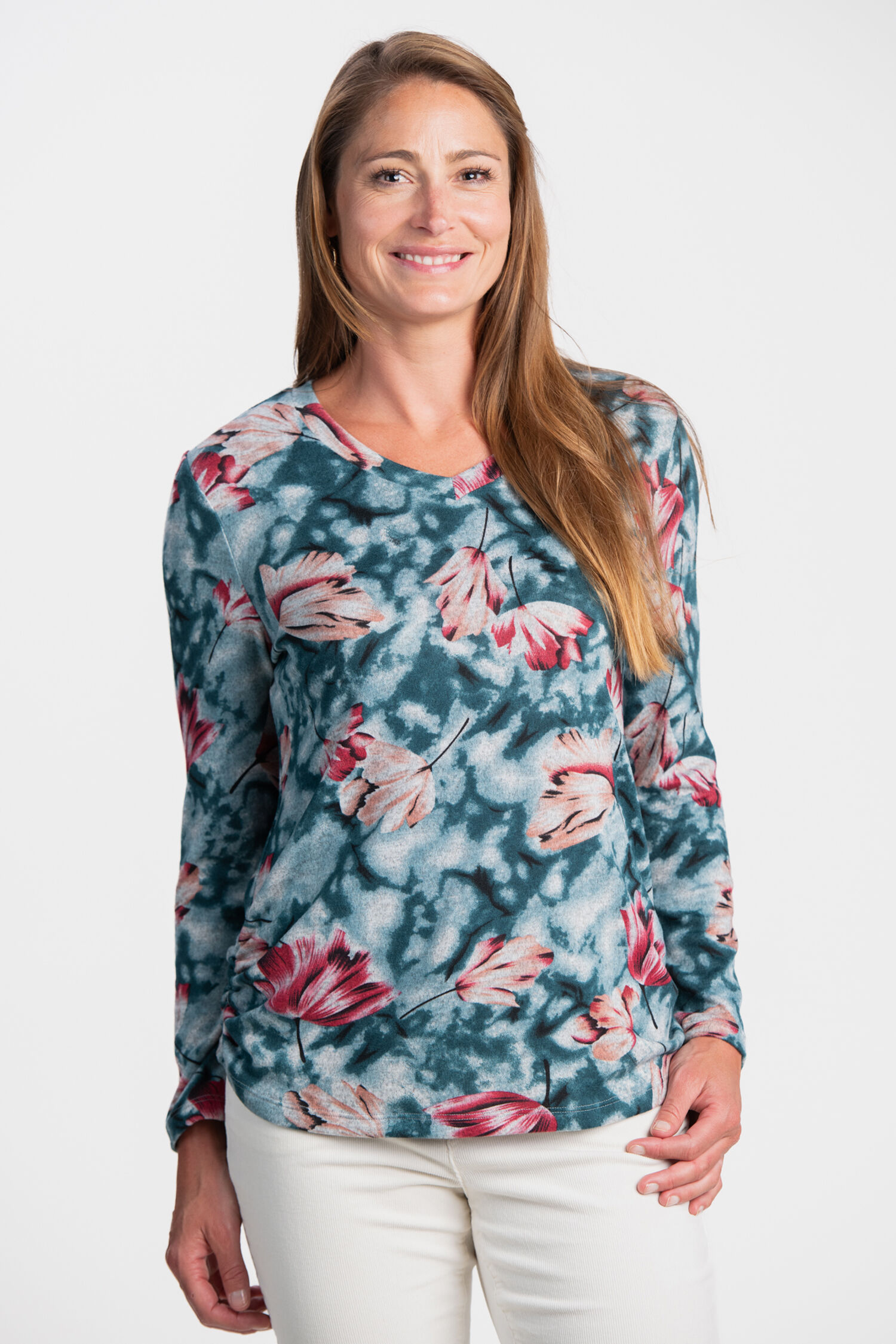 Long Sleeve V-Neck Floral Top  Image 1