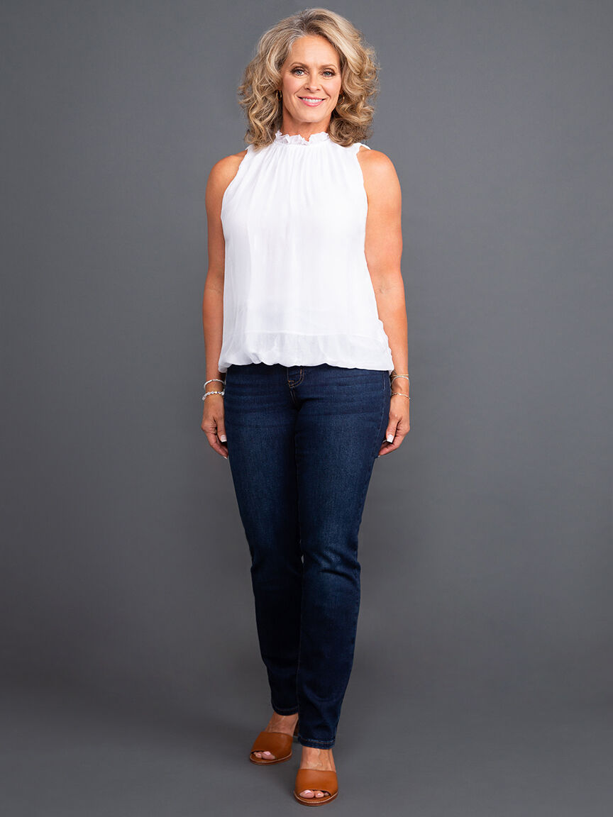 Sleeveless Balloon Hem Silk Top Image 1