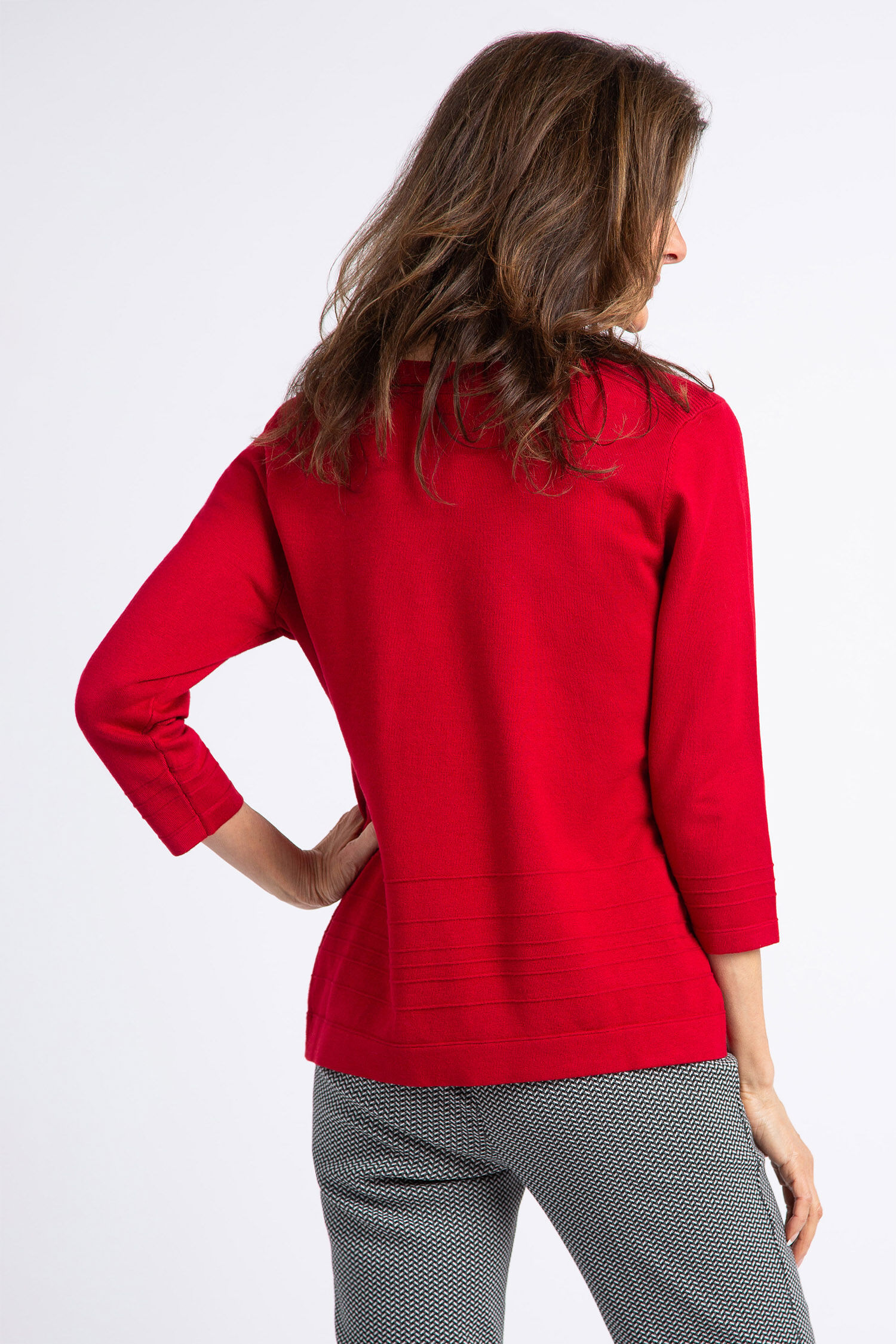 &frac34; Sleeve Embellished Boatneck Sweater Image 3