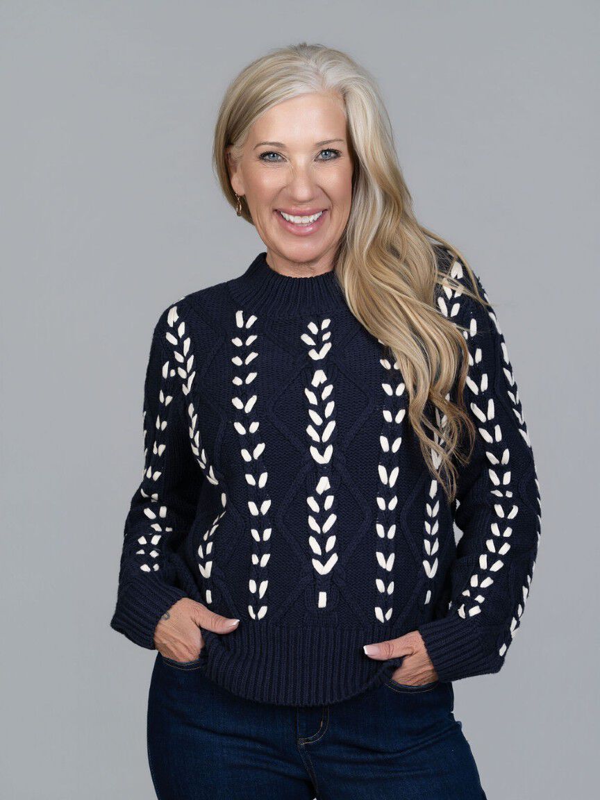 Cable Knit Mock Neck Sweater