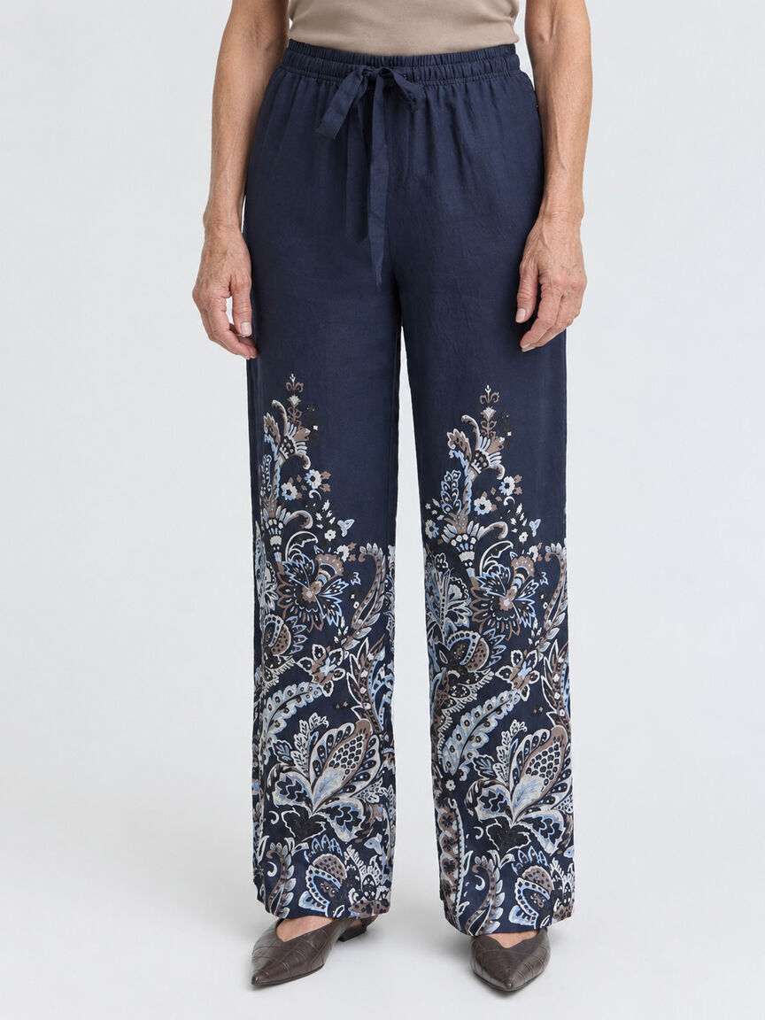 Pull-On Paisley Print Pants Image 2