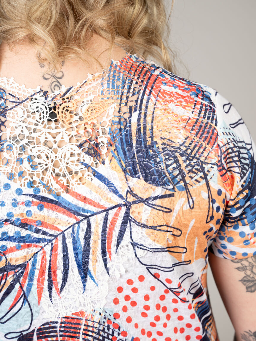 Short Sleeve Top with Lace Back