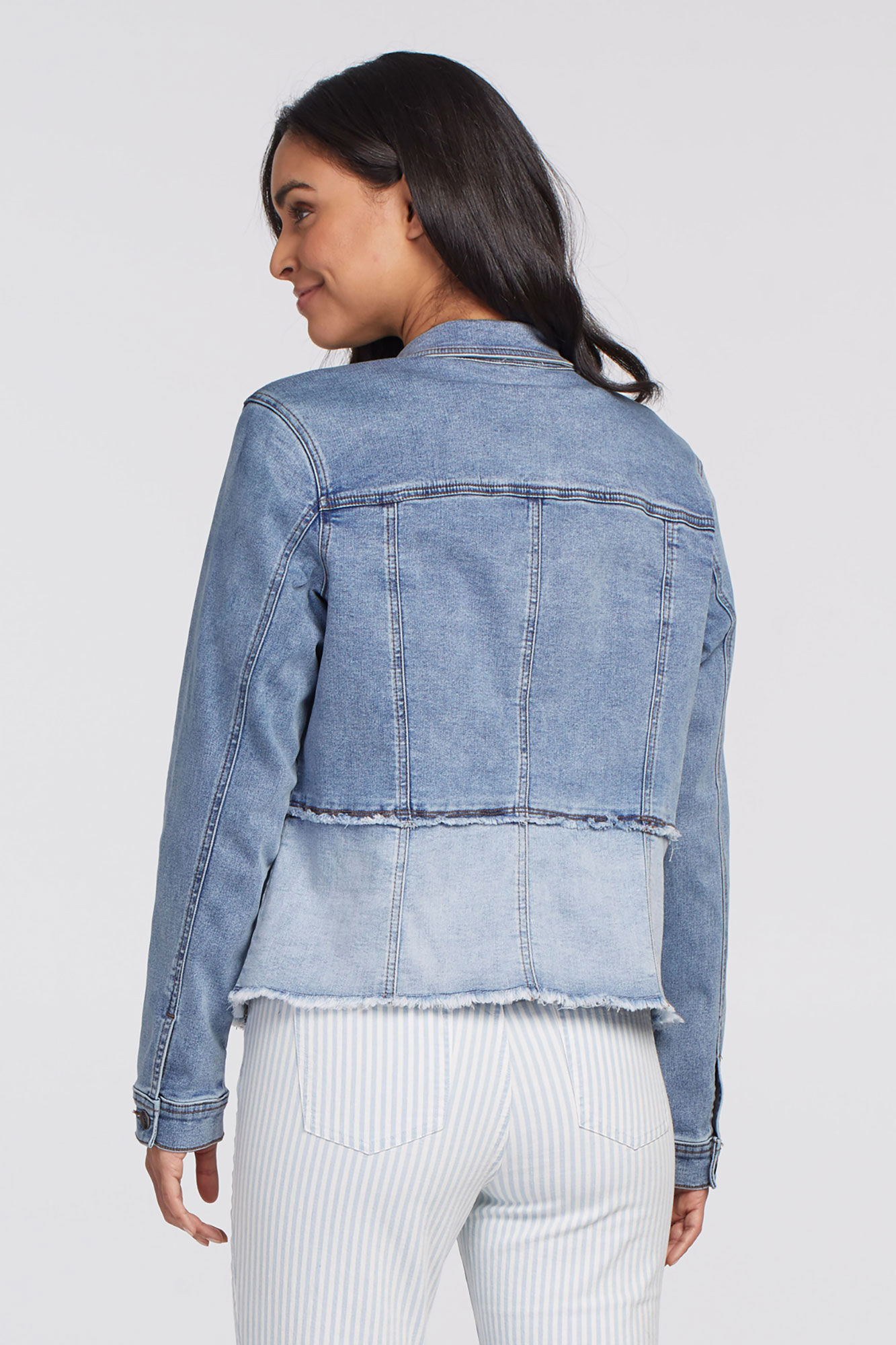 Fitted Denim Jacket with Cut Off Hem Image 1