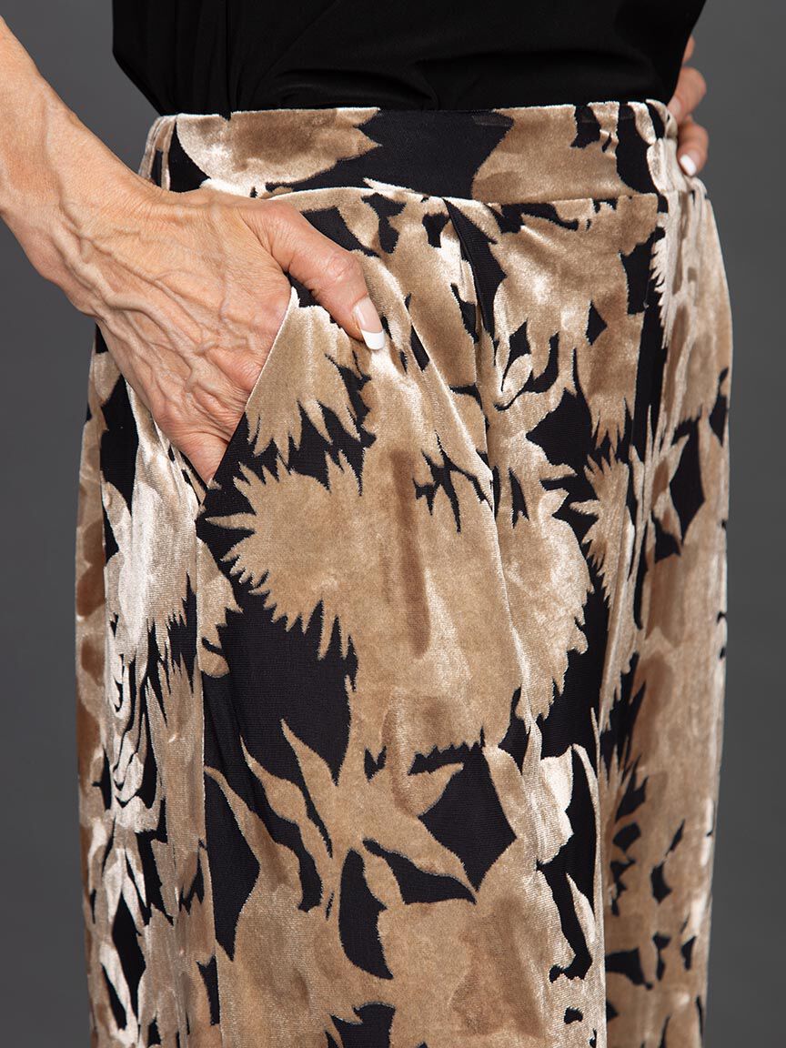 Velour Burnout Wide-Leg Pull-On Pant  Image 5