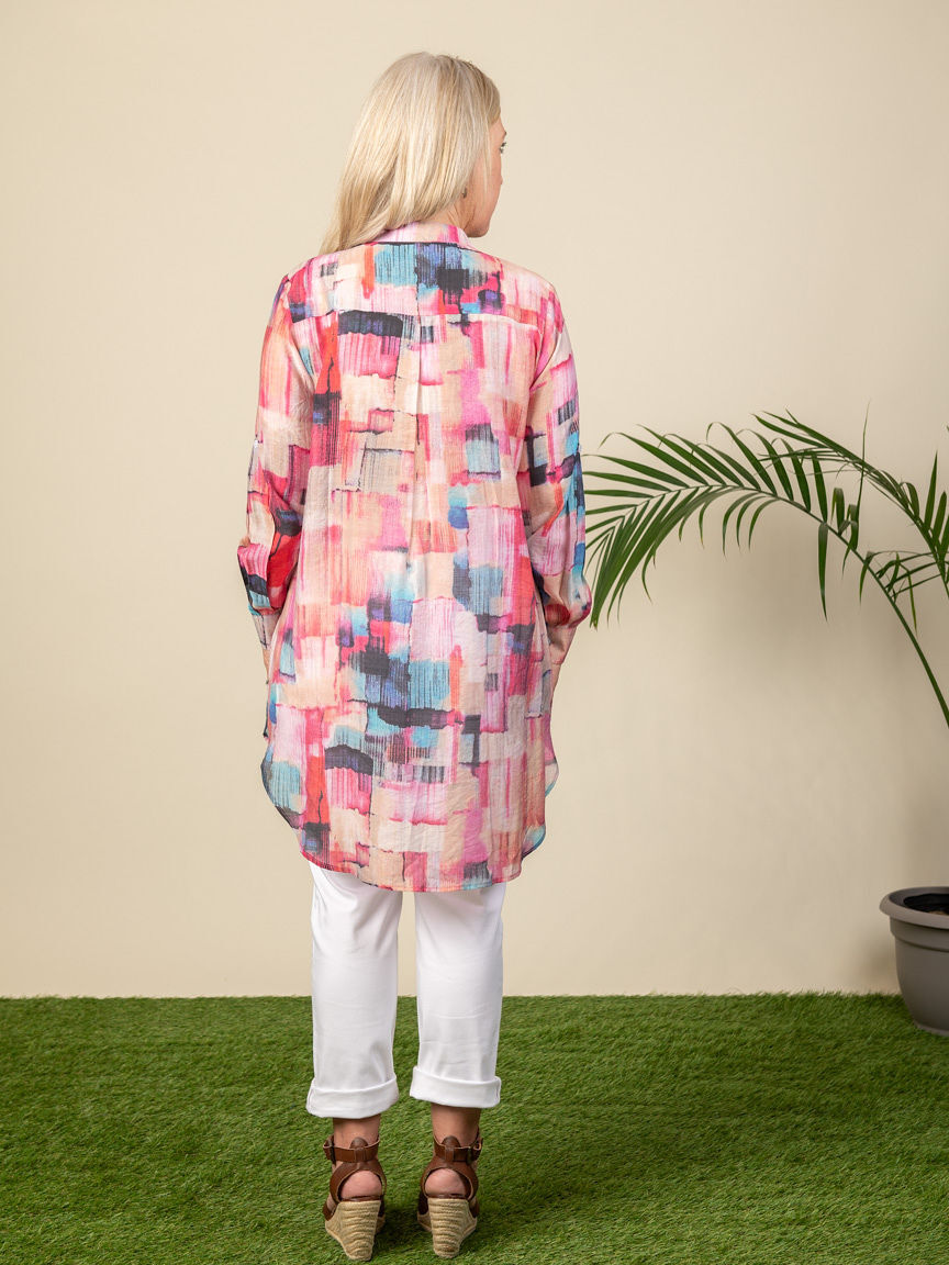 Long Sleeve Button Up Tunic Image 2