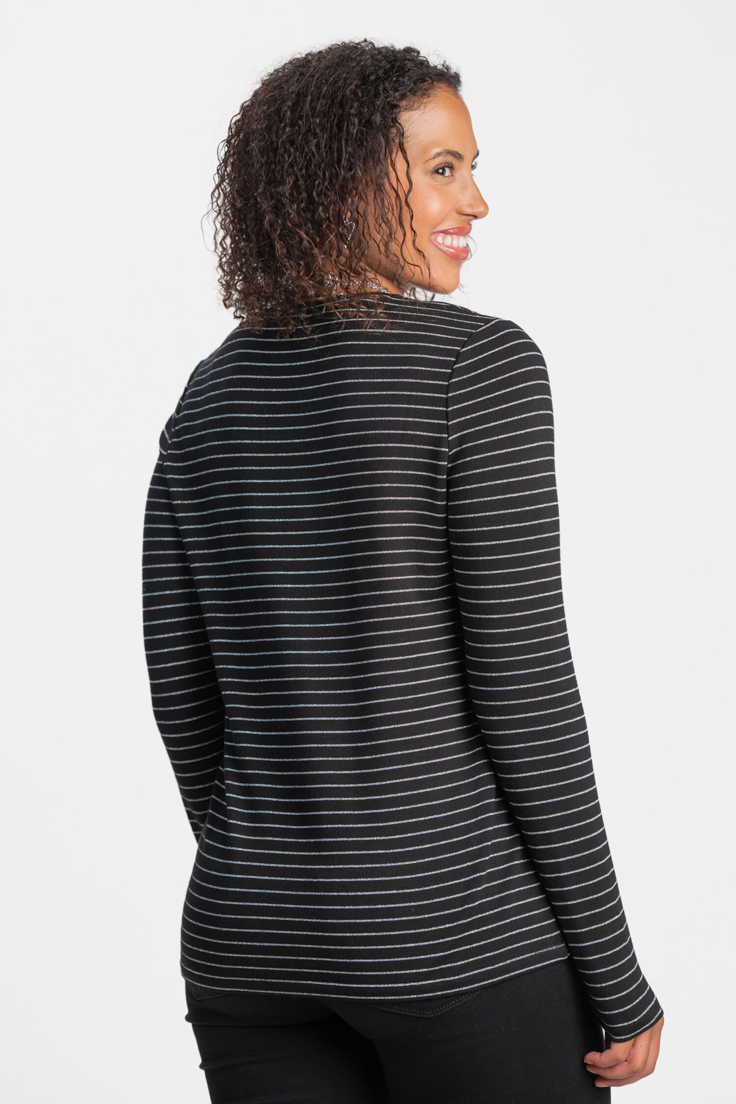 Lurex Stripe Long Sleeve Top  Image 2