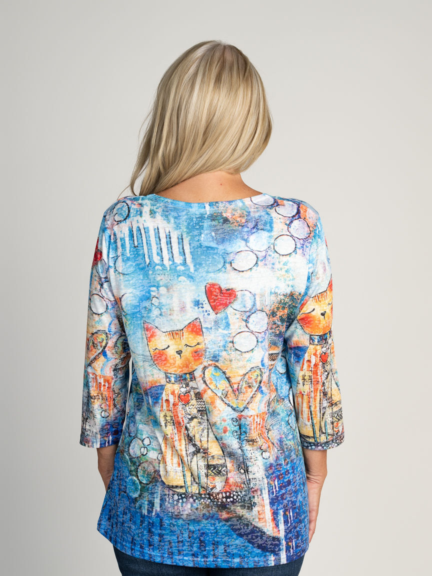 3/4 Sleeve Burnout Top