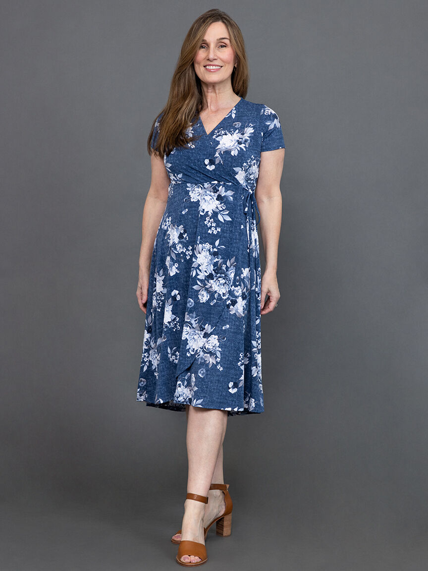 Short sleeved midi wrap dress Image 1
