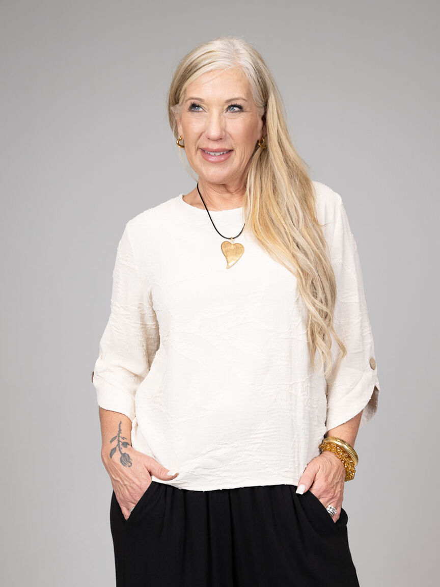 3/4 Sleeve Textured Top