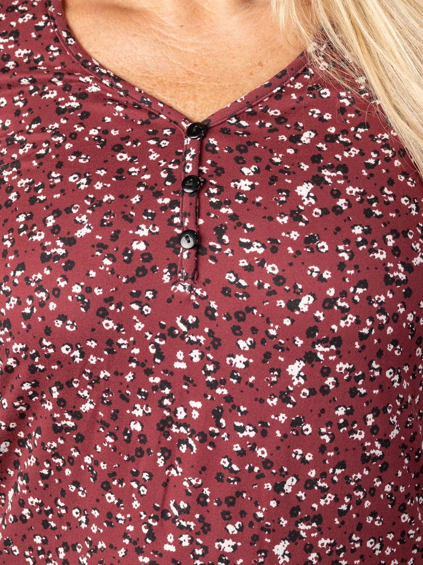 Floral 3/4 Sleeve Tunic V-Neck Image 4