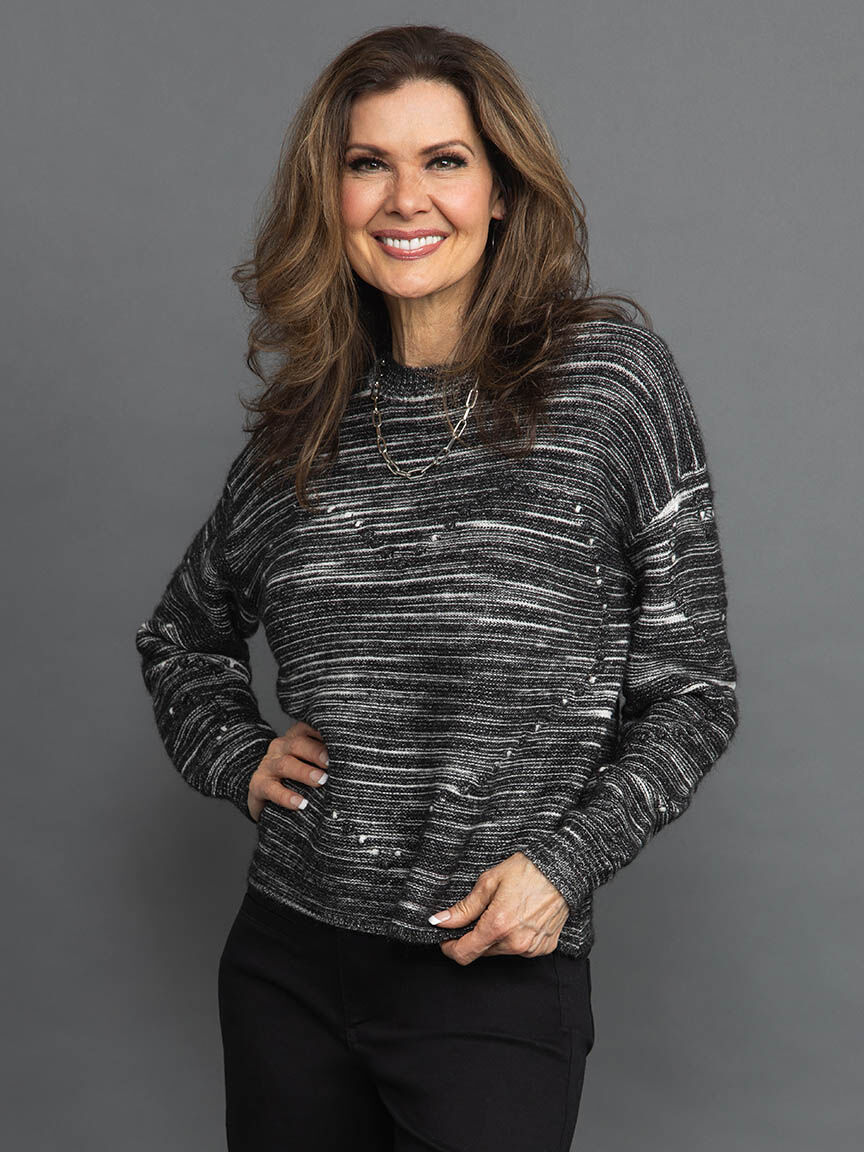 Boxy Cut Knit Heart Sweater Image 2