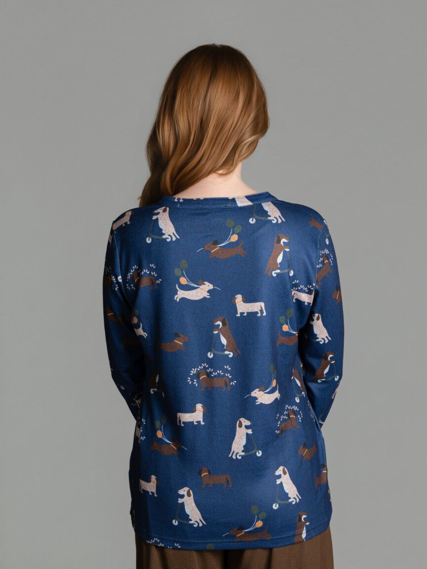 Dog Print Henley Top