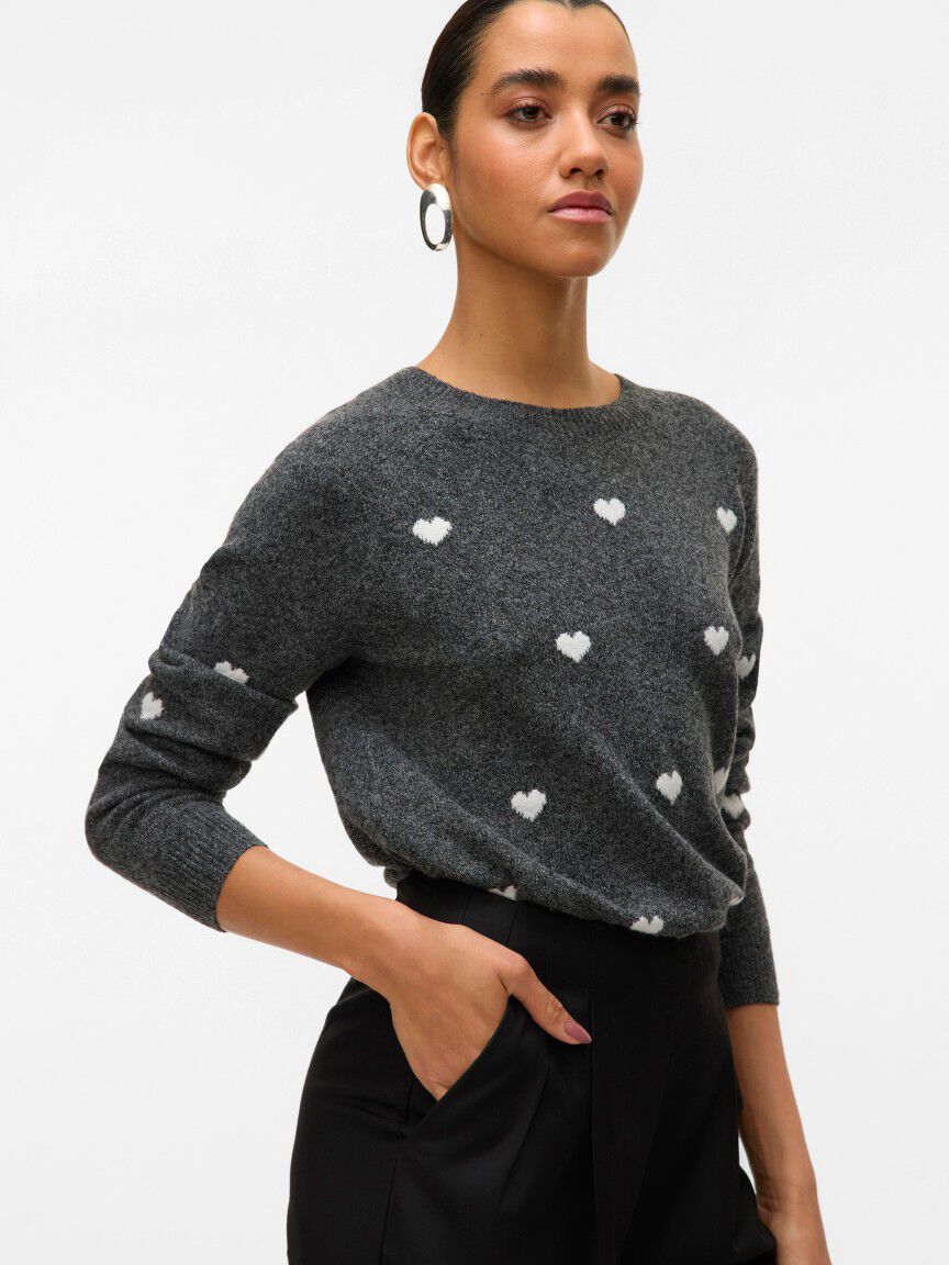 Lightweight Heart Print Sweater