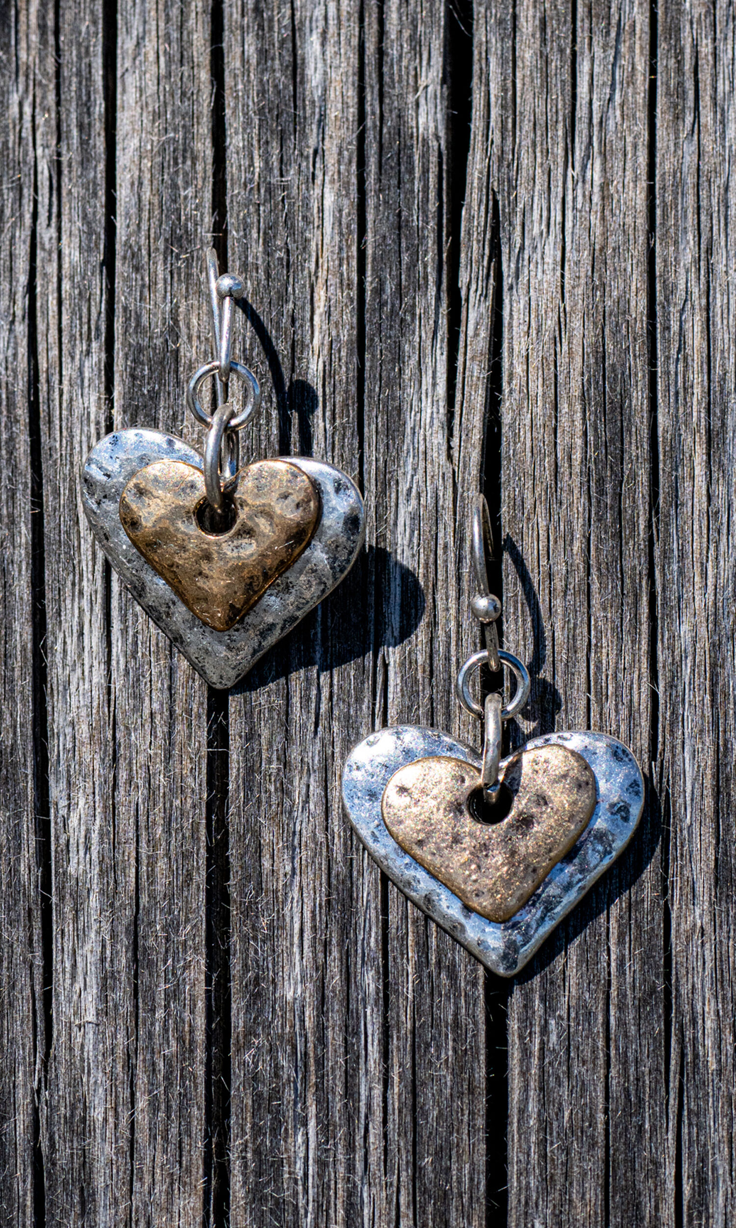 Hammered Heart Dangle Earrings Image 2
