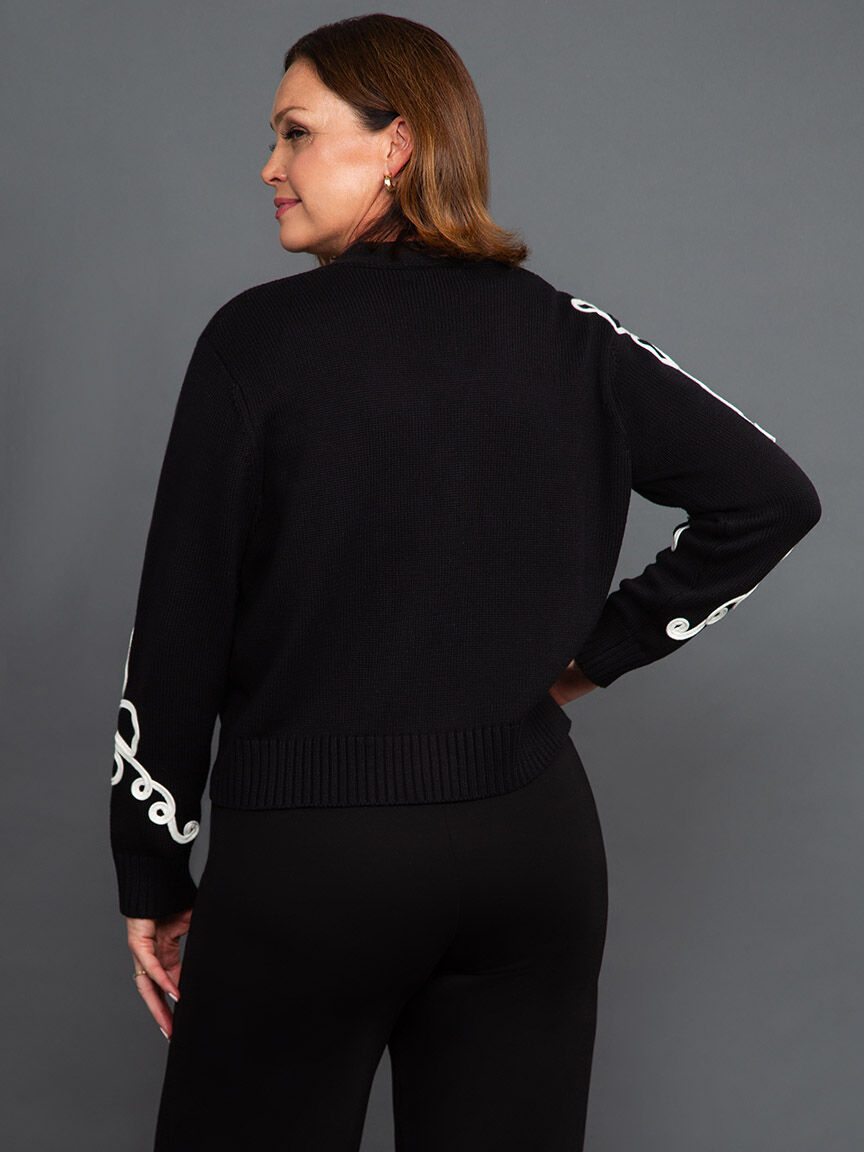 Long Sleeve Cropped Button-Up Cardigan w/ Butterfly Image 4