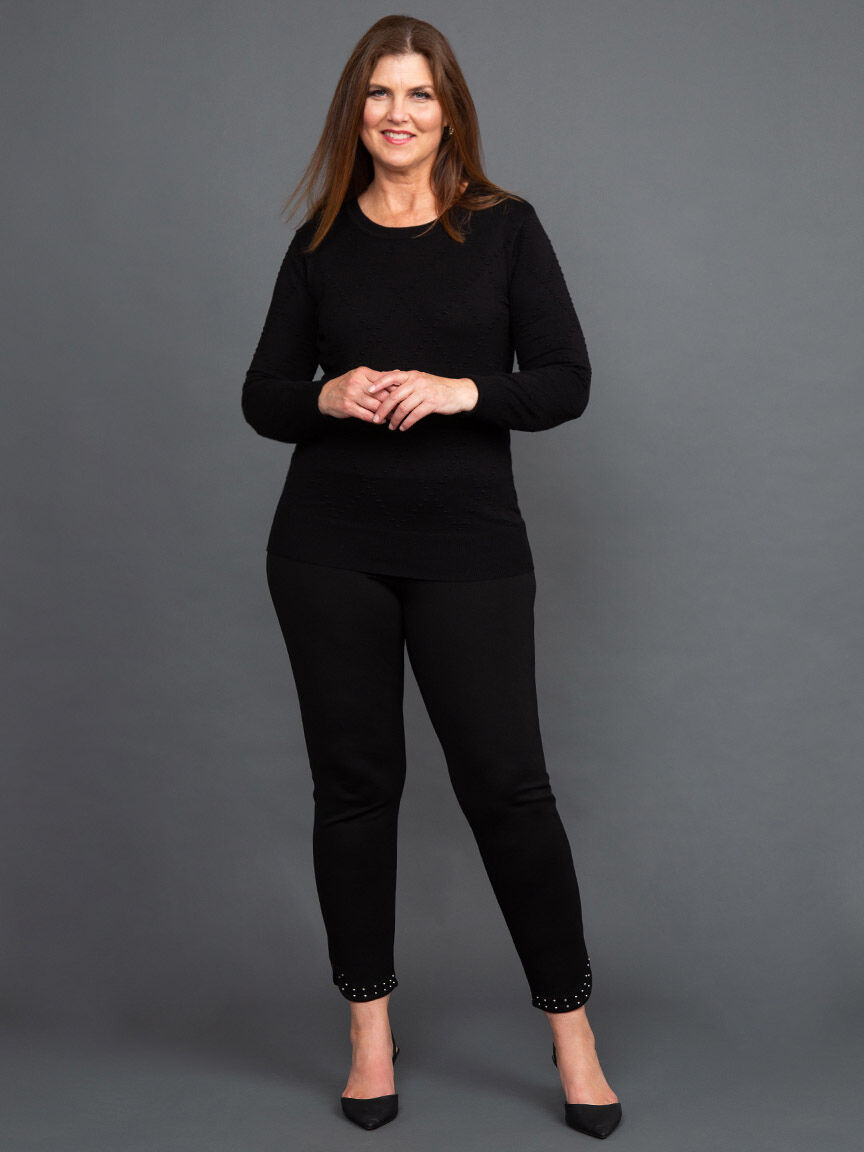 Long Sleeve Sweater w/ Diamond Pattern Image 1