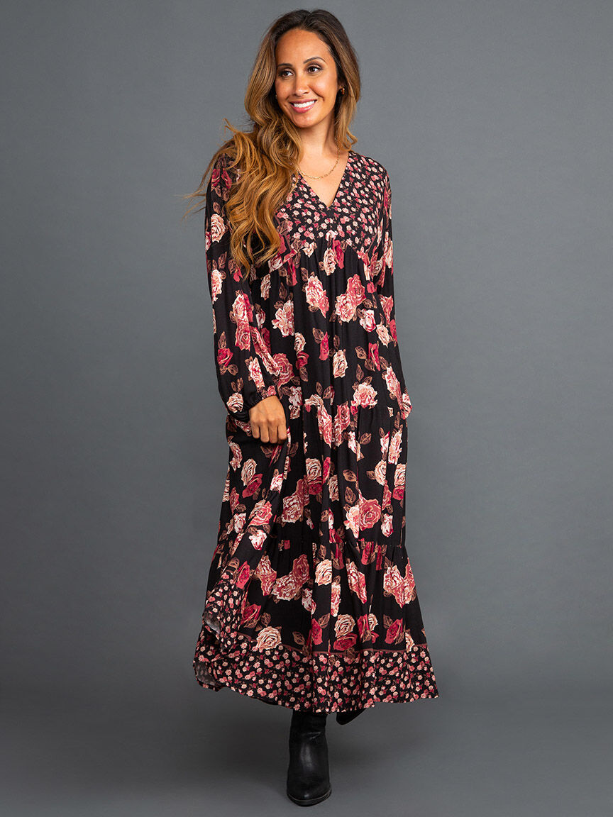 Long Dolman Sleeve Dress With V-Neck Image 4
