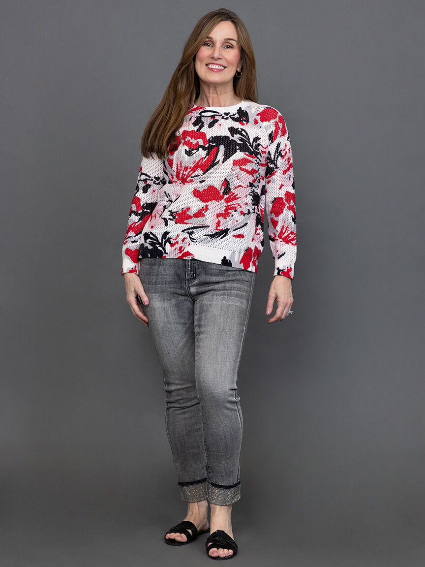 Long Sleeve Open Knit Sweater  Image 1