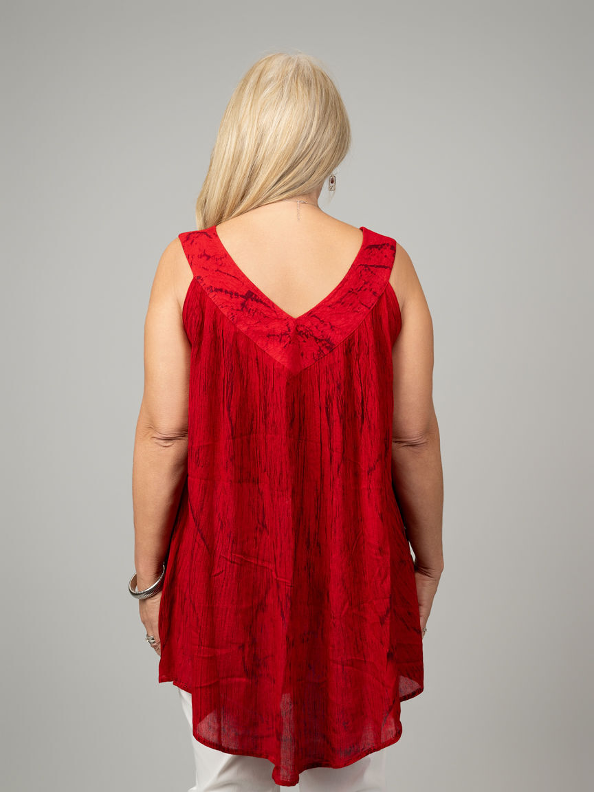 Sleeveless Crinkle Tie Dye Top