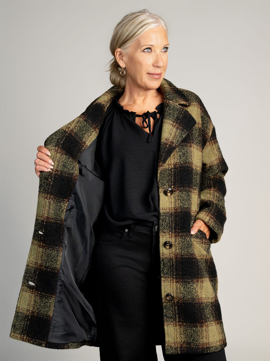 Collared Wool Blend Cocoon Coat