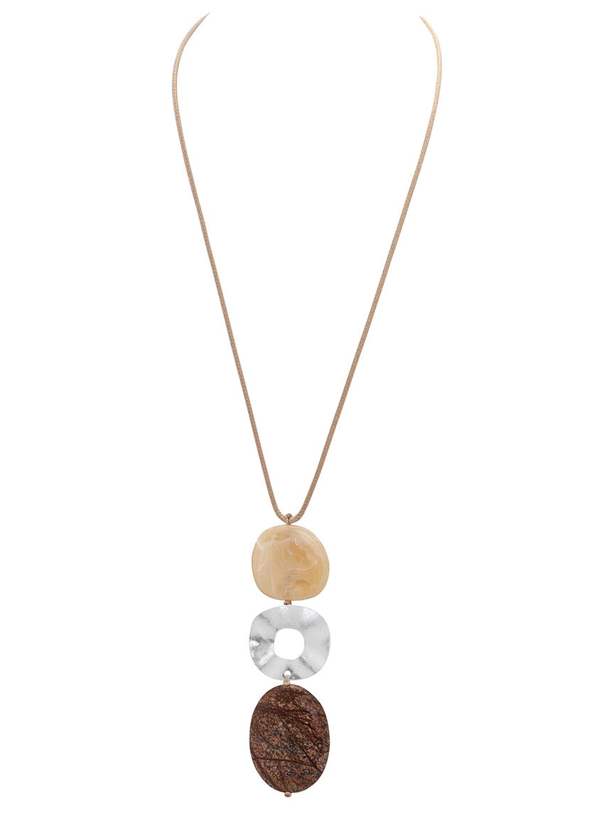 Corded Marble and Natural Stone Necklace