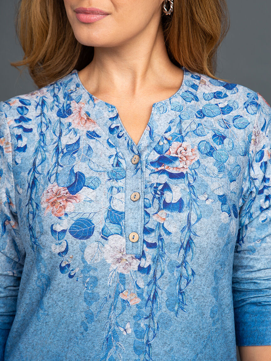 Long Sleeve Henley Neck Top Image 5