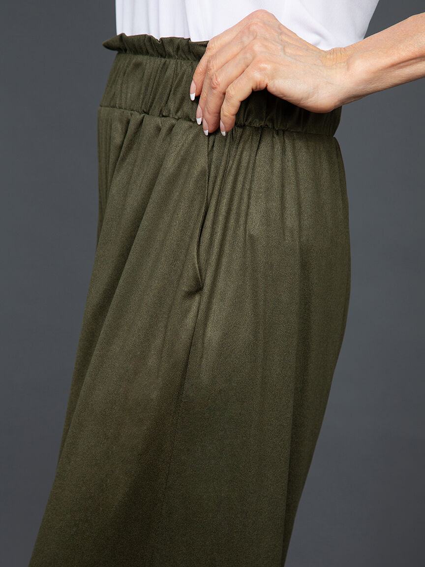 Pull-On Wide Leg Suede Pants Image 5